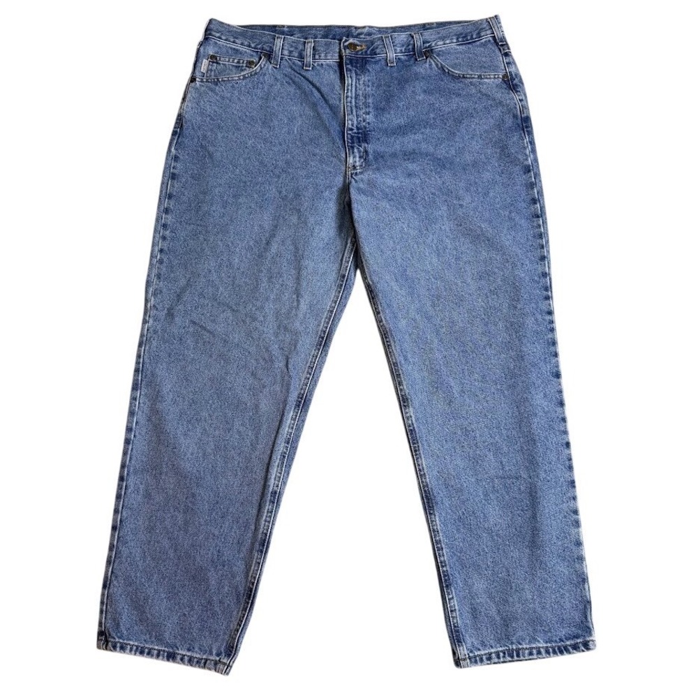 Carhartt Jeans Mens 44x30 Stonewash Blue Denim Relaxed Fit Straight Leg B17‎ STW